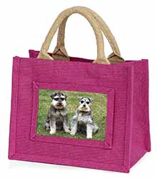 Schnauzer Dogs Little Girls Small Pink Jute Shopping Bag