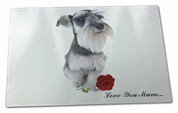 Large Glass Cutting Chopping Board Schnauzer+Rose 