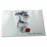 Large Glass Cutting Chopping Board Schnauzer+Rose 