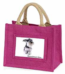 Schnauzer Dog-Love Little Girls Small Pink Jute Shopping Bag