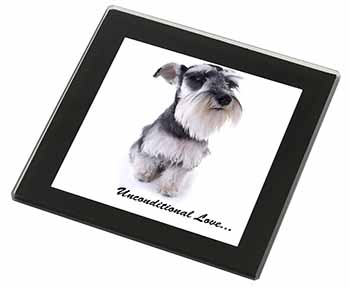 Schnauzer Dog-Love Black Rim High Quality Glass Coaster