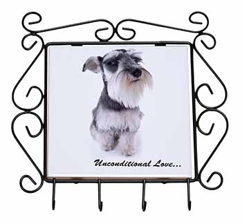 Schnauzer Dog-Love Wrought Iron Key Holder Hooks