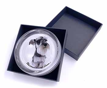 Schnauzer Dog-Love Glass Paperweight in Gift Box