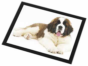 St Bernard Dog Black Rim High Quality Glass Placemat