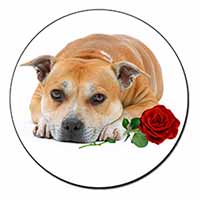 Red Staffie with Rose Fridge Magnet Printed Full Colour