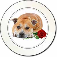 Red Staffie with Rose Car or Van Permit Holder/Tax Disc Holder