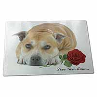 Large Glass Cutting Chopping Board Red Staff Bull+Rose 