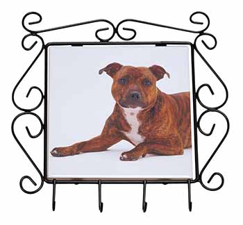 Staffordshire Bull Terrier Dog Wrought Iron Key Holder Hooks