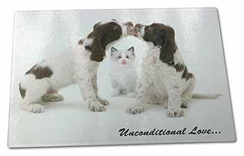 Large Glass Cutting Chopping Board Cocker Spaniel and Kitten -Love