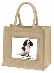 Cocker Spaniel With Love Natural/Beige Jute Large Shopping Bag