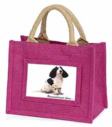 Cocker Spaniel With Love Little Girls Small Pink Jute Shopping Bag