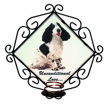 Cocker Spaniel With Love Wrought Iron Wall Art Candle Holder