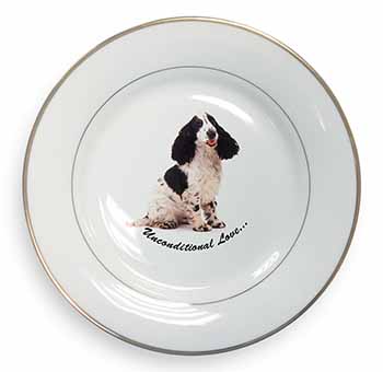 Cocker Spaniel With Love Gold Rim Plate Printed Full Colour in Gift Box