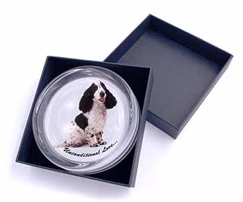 Cocker Spaniel With Love Glass Paperweight in Gift Box