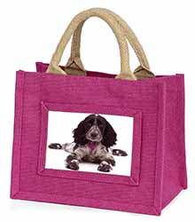 Cocker Spaniel Dog Breed Gift Little Girls Small Pink Jute Shopping Bag