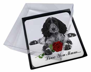 4x Cocker Spaniel+Rose 