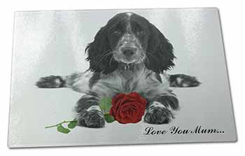 Large Glass Cutting Chopping Board Cocker Spaniel+Rose 