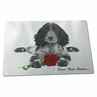 Large Glass Cutting Chopping Board Cocker Spaniel+Rose 