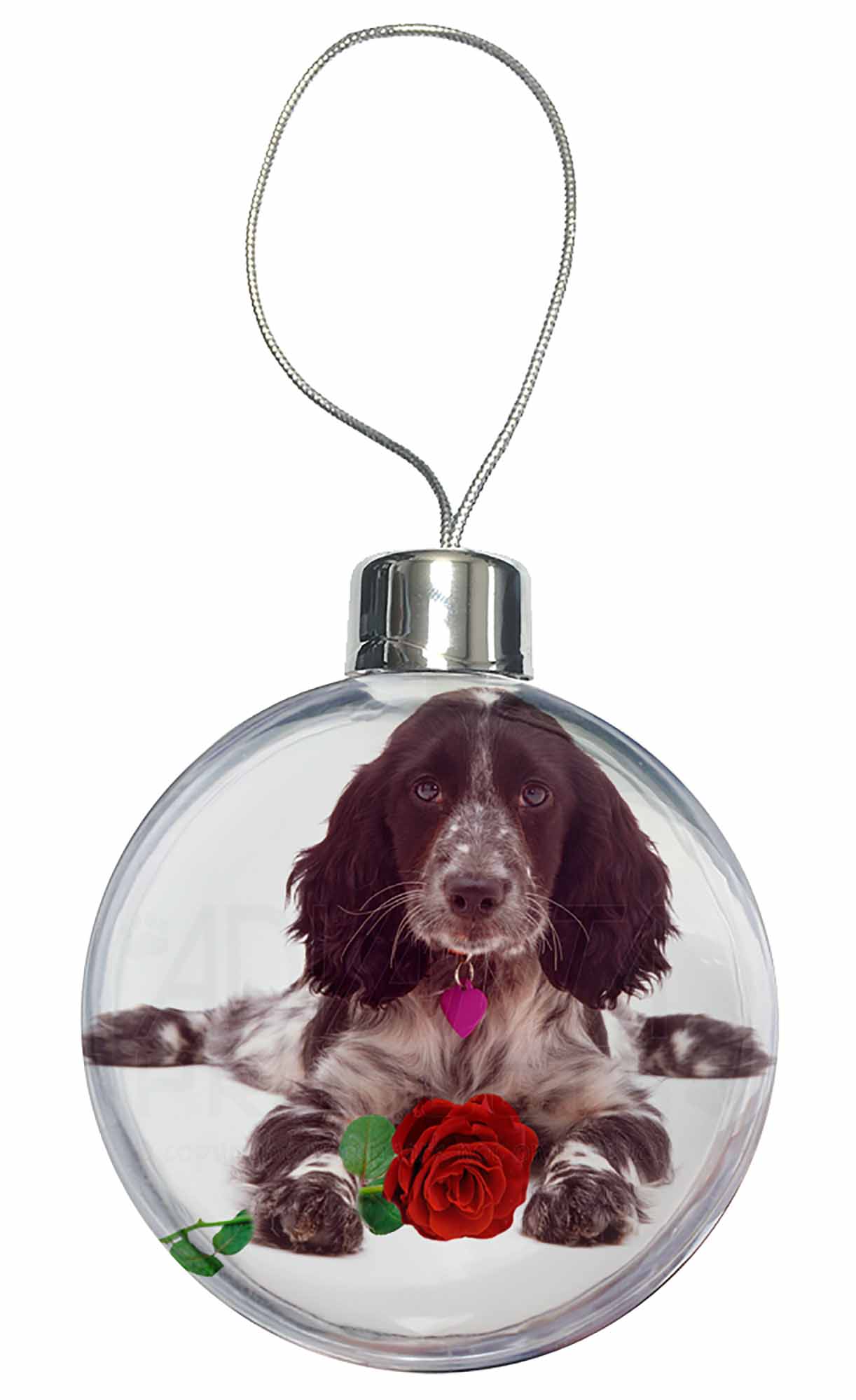 Blue Roan Cocker Spaniel with Rose Christmas Tree Bauble Decoration ...