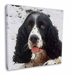 Blue Roan (Black+White) Cocker Spaniel Square Canvas 12"x12" Wall Art Picture Pr