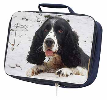 Blue Roan (Black+White) Cocker Spaniel Navy Insulated School Lunch Box/Picnic Ba