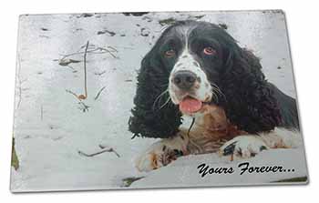 Large Glass Cutting Chopping Board Cocker Spaniel in Snow 