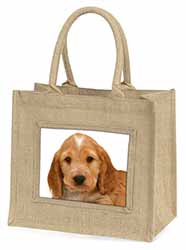 Cocker Spaniel Natural/Beige Jute Large Shopping Bag