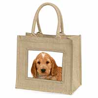 Cocker Spaniel Natural/Beige Jute Large Shopping Bag