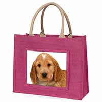 Cocker Spaniel Large Pink Jute Shopping Bag