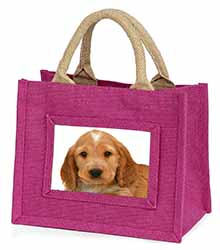 Cocker Spaniel Little Girls Small Pink Jute Shopping Bag