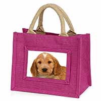 Cocker Spaniel Little Girls Small Pink Jute Shopping Bag