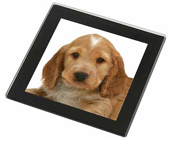 Cocker Spaniel Black Rim High Quality Glass Coaster