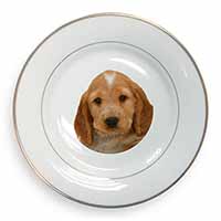 Cocker Spaniel Gold Rim Plate Printed Full Colour in Gift Box