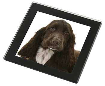 Chocolate Cocker Spaniel Dog Black Rim High Quality Glass Coaster