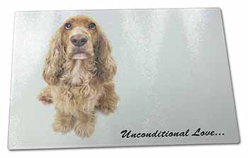 Large Glass Cutting Chopping Board Gold Cocker Spaniel-With Love