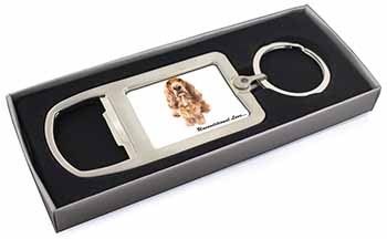 Gold Cocker Spaniel-With Love Chrome Metal Bottle Opener Keyring in Box