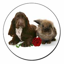 Cocker Spaniel with Red Rose Fridge Magnet Printed Full Colour