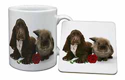 Cocker Spaniel with Red Rose Mug and Coaster Set