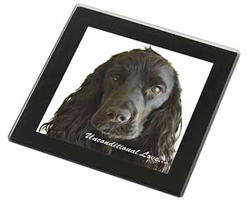 Cocker Spaniel-With Love Black Rim High Quality Glass Coaster