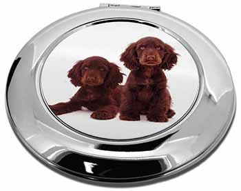 Chocolate Cocker Spaniel Dogs Make-Up Round Compact Mirror