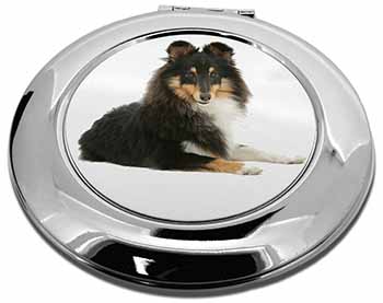 Tri-Col Sheltie Dog Make-Up Round Compact Mirror