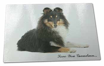 Large Glass Cutting Chopping Board Sheltie Dog 