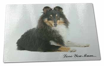 Large Glass Cutting Chopping Board Sheltie Dog 