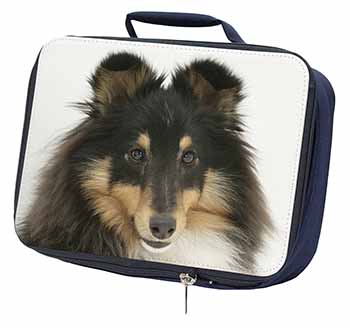 Tri-Colour Shetland Sheepdog Navy Insulated School Lunch Box/Picnic Bag