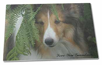 Large Glass Cutting Chopping Board Shetland Sheepdog 