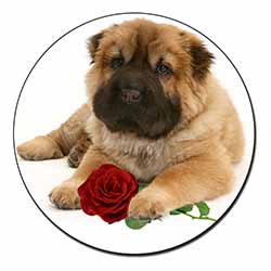 Shar Pei Dog with Red Rose Fridge Magnet Printed Full Colour