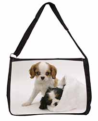 Cavalier King Charles Spaniels Large Black Laptop Shoulder Bag School/College