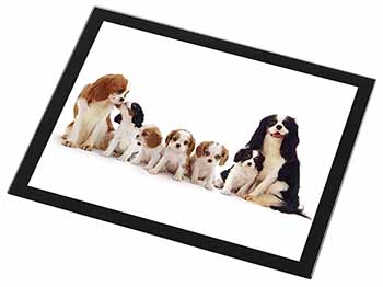 King Charles Spaniel Dogs Black Rim High Quality Glass Placemat