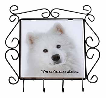 Samoyed Dog with Love Wrought Iron Key Holder Hooks