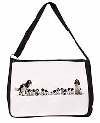 Springer Spaniel Dogs Large Black Laptop Shoulder Bag School/College